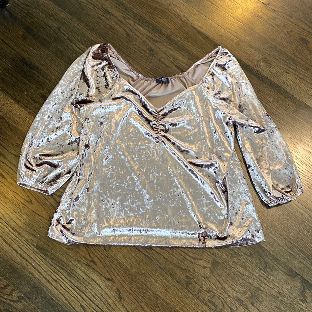Lane Bryant Gray Velvet Velour Top 18/20 EUC Blouse